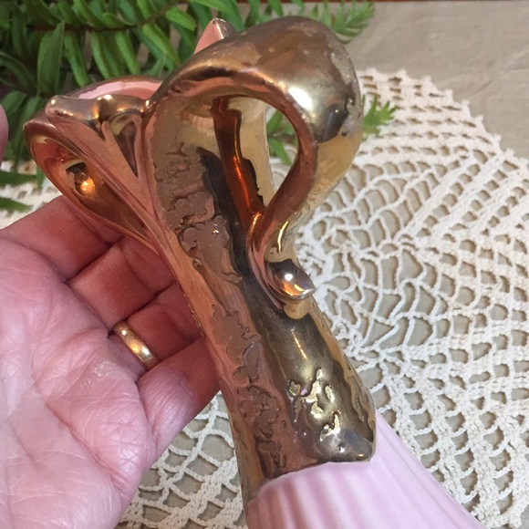 Vintage Savoy Weeping Gold Vase MCM Pink - Picture 9 of 13